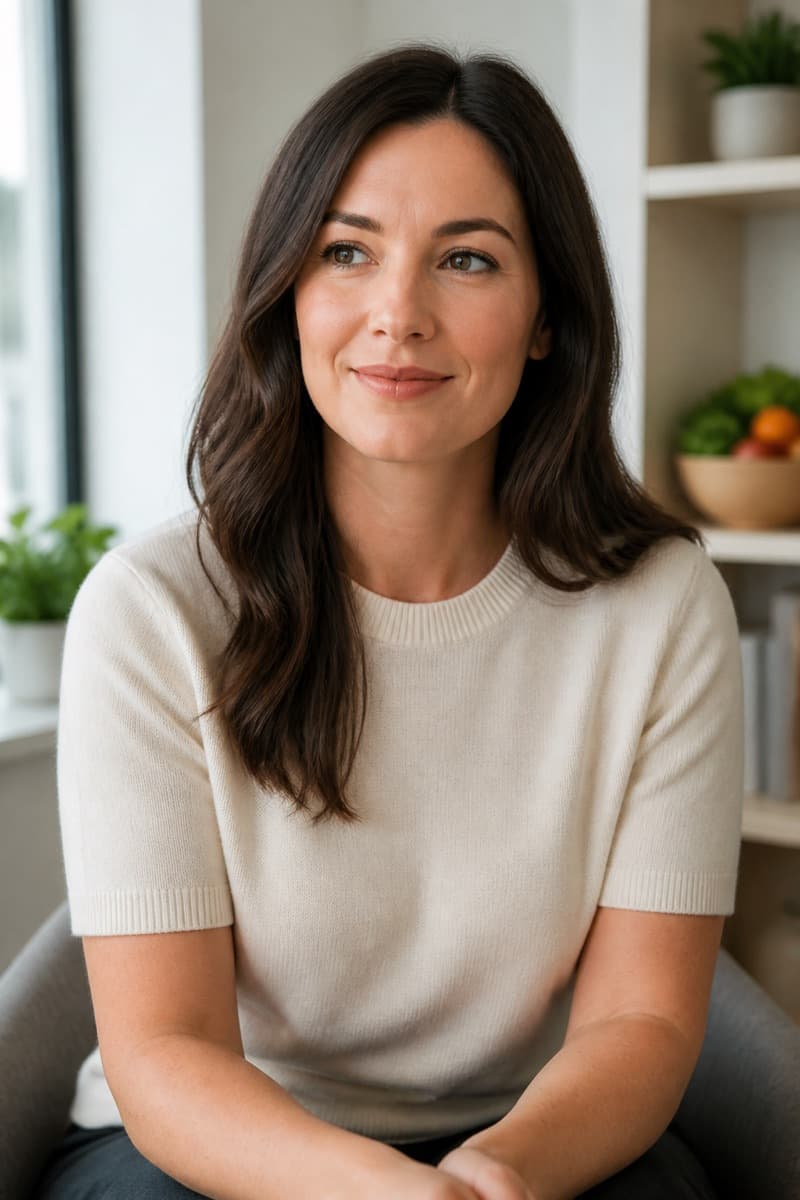 A registered dietitian in a bright clinic nook